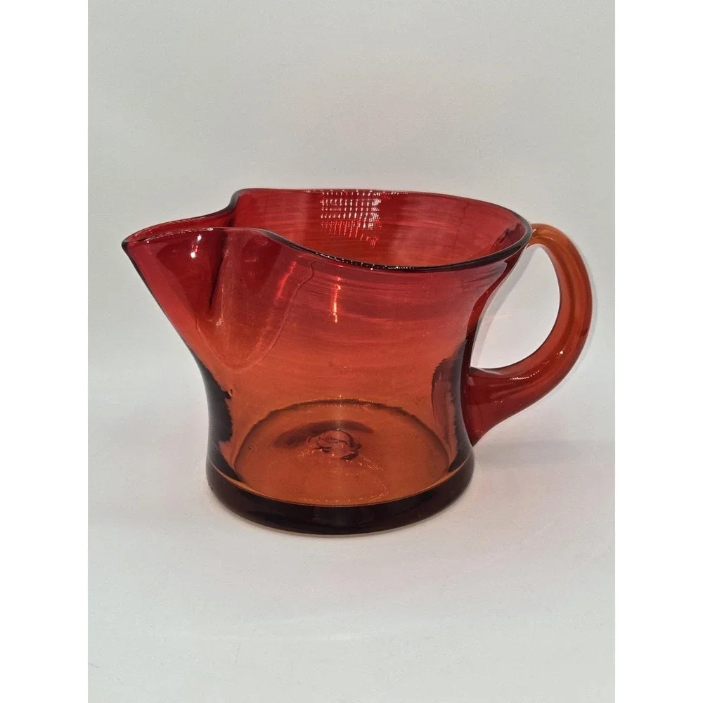 Blenko #667L Tangerine Pitcher‎ Joel Myers 1966 Art Glass Water Pitcher MCM
